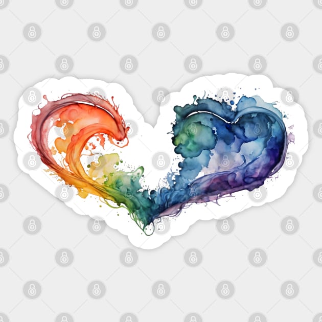 Watercolor Splatter Rainbow Hearts Sticker by Luxinda